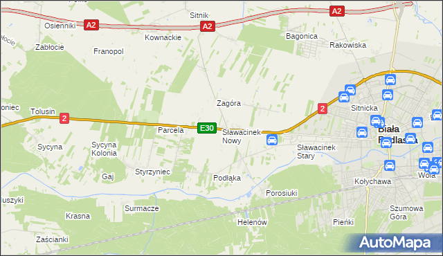 mapa Sławacinek Nowy, Sławacinek Nowy na mapie Targeo