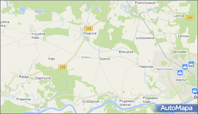 mapa Stobno gmina Wołów, Stobno gmina Wołów na mapie Targeo