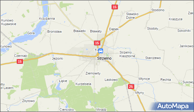 mapa Strzelno powiat mogileński, Strzelno powiat mogileński na mapie Targeo