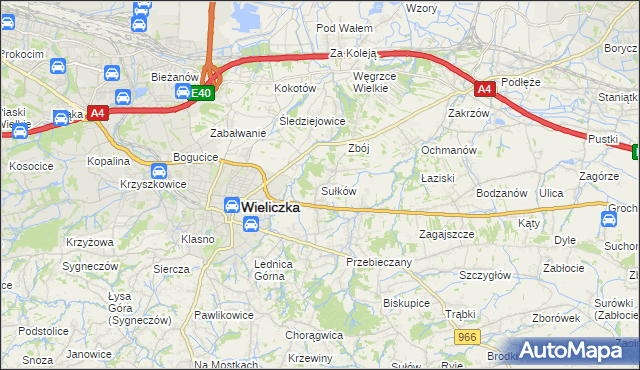mapa Sułków gmina Wieliczka, Sułków gmina Wieliczka na mapie Targeo