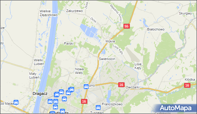 mapa Świerkocin gmina Grudziądz, Świerkocin gmina Grudziądz na mapie Targeo