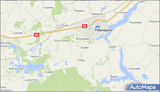 mapa Święte gmina Trzemeszno, Święte gmina Trzemeszno na mapie Targeo