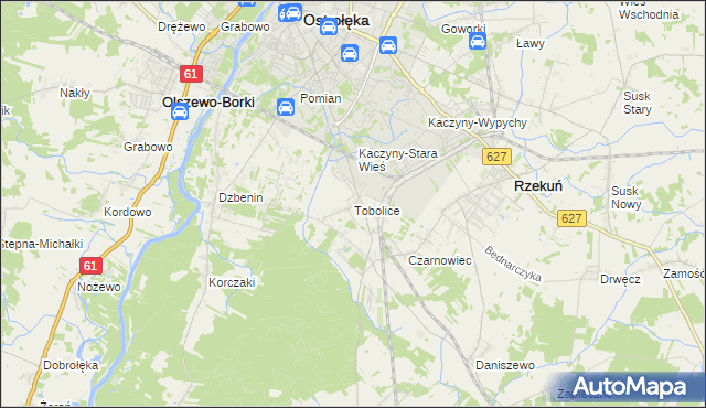 mapa Tobolice gmina Rzekuń, Tobolice gmina Rzekuń na mapie Targeo