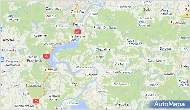 mapa Tropie gmina Gródek nad Dunajcem, Tropie gmina Gródek nad Dunajcem na mapie Targeo