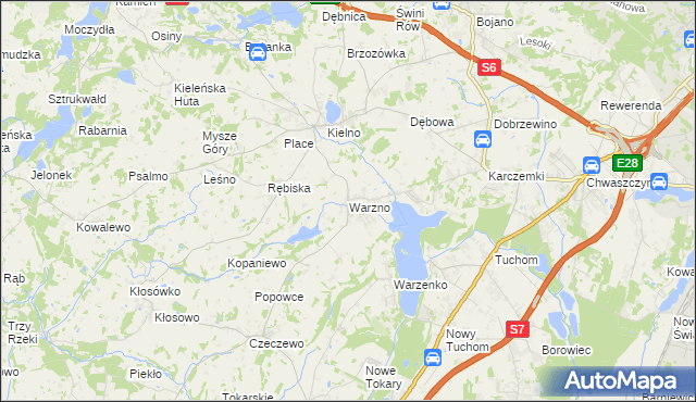 mapa Warzno, Warzno na mapie Targeo