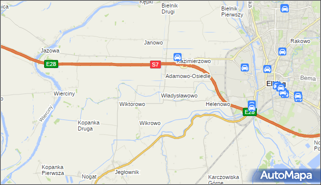 mapa Władysławowo gmina Elbląg, Władysławowo gmina Elbląg na mapie Targeo