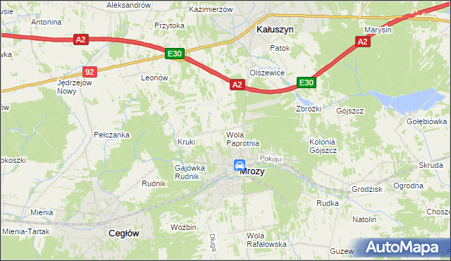 mapa Wola Paprotnia, Wola Paprotnia na mapie Targeo
