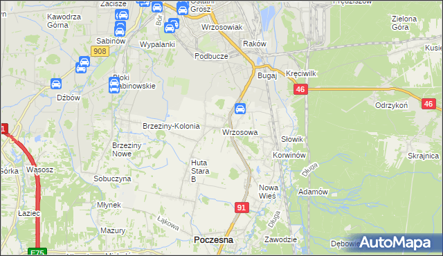 mapa Wrzosowa, Wrzosowa na mapie Targeo