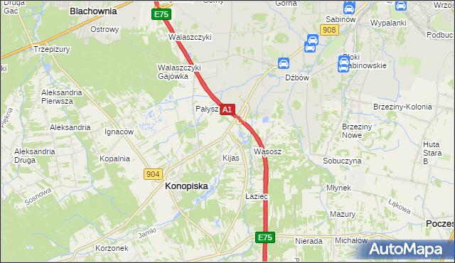 mapa Wygoda gmina Konopiska, Wygoda gmina Konopiska na mapie Targeo