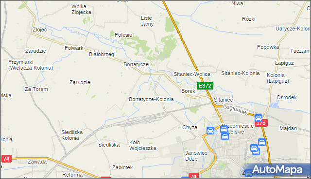 mapa Wysokie gmina Zamość, Wysokie gmina Zamość na mapie Targeo