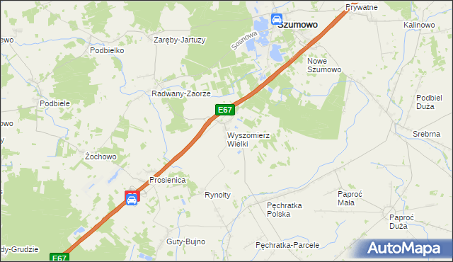 mapa Wyszomierz Wielki, Wyszomierz Wielki na mapie Targeo