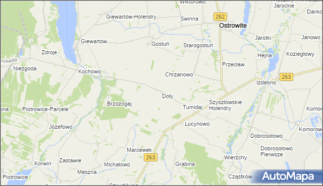 mapa Doły gmina Ostrowite, Doły gmina Ostrowite na mapie Targeo