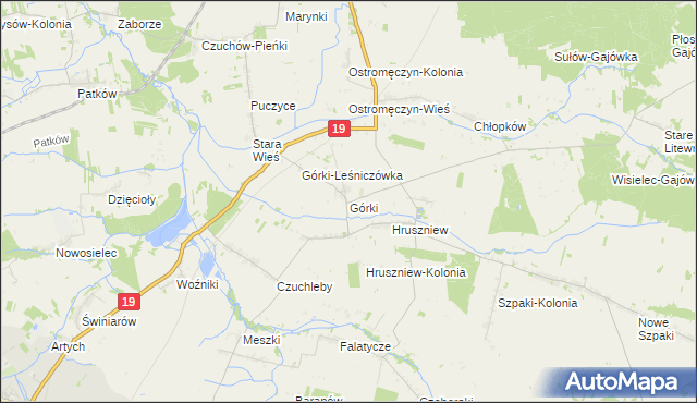mapa Górki gmina Platerów, Górki gmina Platerów na mapie Targeo