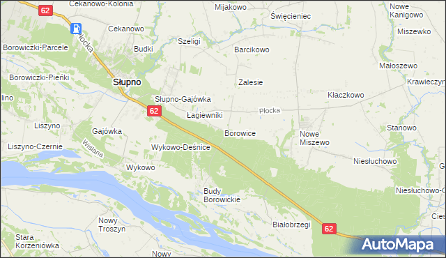 mapa Borowice gmina Bodzanów, Borowice gmina Bodzanów na mapie Targeo