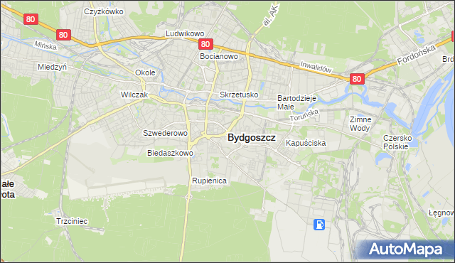 mapa Bydgoszczy, Bydgoszcz na mapie Targeo