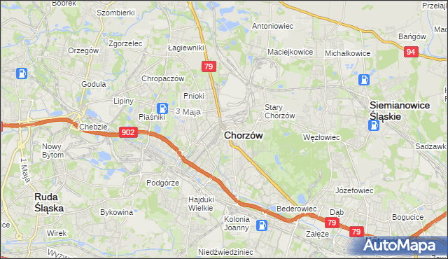 mapa Chorzów, Chorzów na mapie Targeo