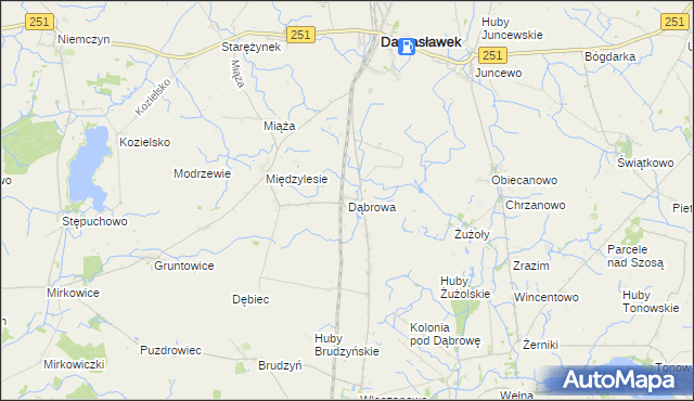 mapa Dąbrowa gmina Damasławek, Dąbrowa gmina Damasławek na mapie Targeo
