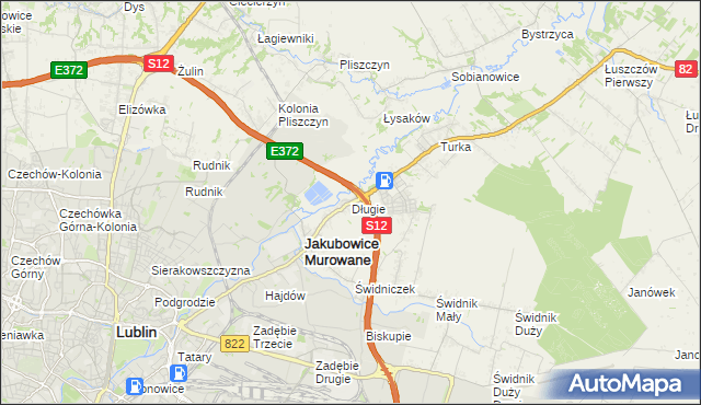 mapa Długie gmina Wólka, Długie gmina Wólka na mapie Targeo