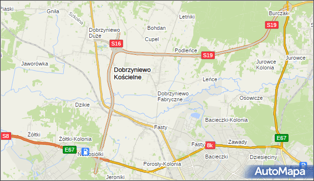 mapa Dobrzyniewo Fabryczne, Dobrzyniewo Fabryczne na mapie Targeo