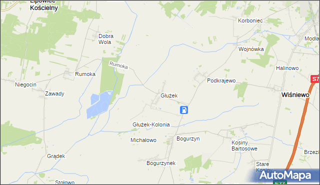mapa Głużek, Głużek na mapie Targeo