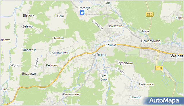 mapa Gościcino, Gościcino na mapie Targeo