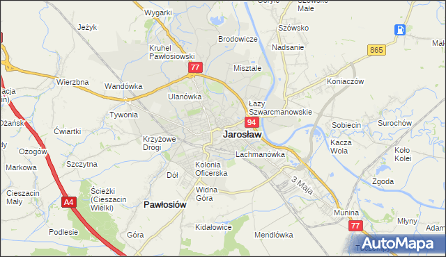 mapa Jarosławia, Jarosław na mapie Targeo