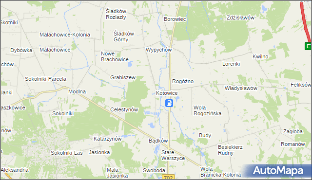 mapa Kotowice gmina Zgierz, Kotowice gmina Zgierz na mapie Targeo