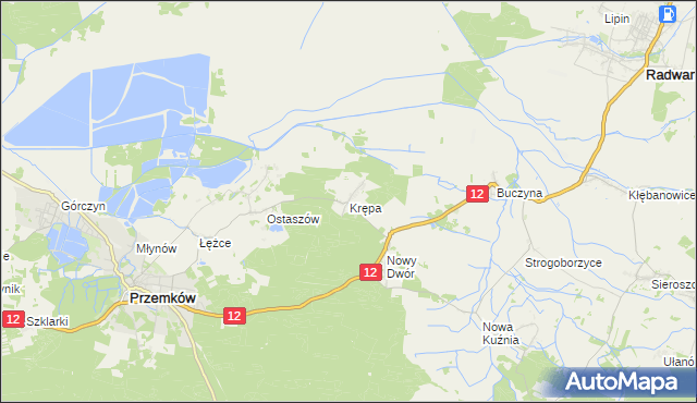mapa Krępa gmina Przemków, Krępa gmina Przemków na mapie Targeo