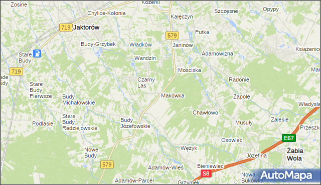 mapa Makówka gmina Grodzisk Mazowiecki, Makówka gmina Grodzisk Mazowiecki na mapie Targeo