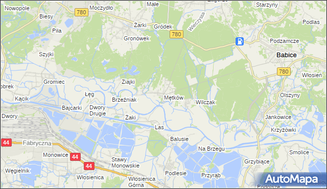 mapa Mętków, Mętków na mapie Targeo