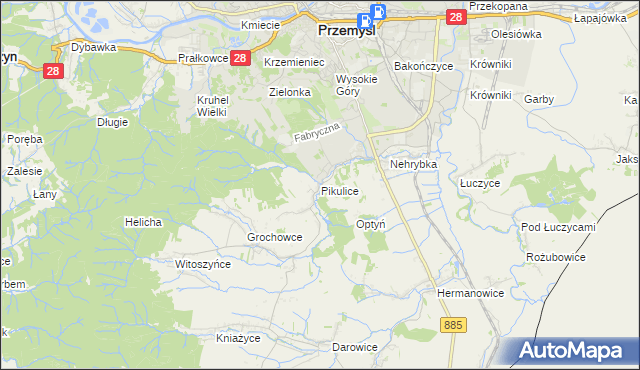 mapa Pikulice, Pikulice na mapie Targeo