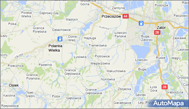 mapa Piotrowice gmina Przeciszów, Piotrowice gmina Przeciszów na mapie Targeo