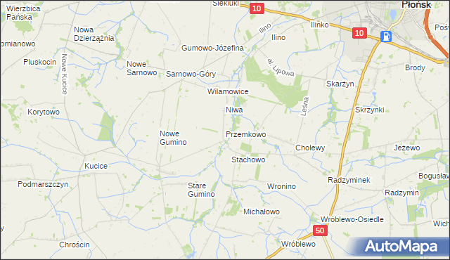 mapa Przemkowo gmina Dzierzążnia, Przemkowo gmina Dzierzążnia na mapie Targeo