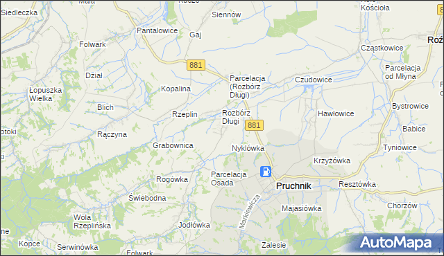 mapa Rozbórz Okrągły, Rozbórz Okrągły na mapie Targeo