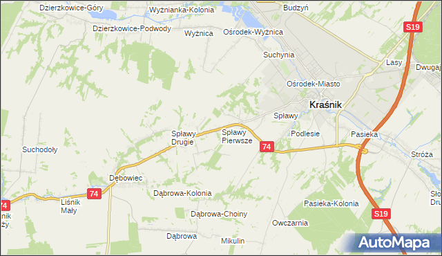 mapa Spławy Pierwsze, Spławy Pierwsze na mapie Targeo