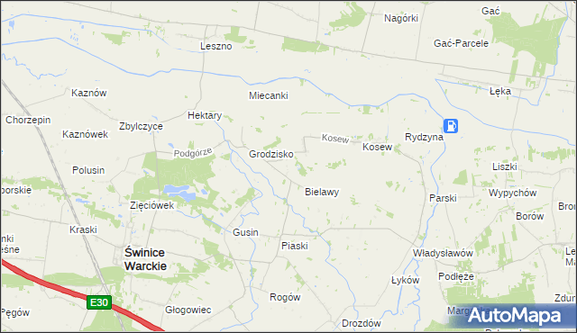 mapa Strachów gmina Świnice Warckie, Strachów gmina Świnice Warckie na mapie Targeo