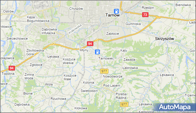 mapa Tarnowiec gmina Tarnów, Tarnowiec gmina Tarnów na mapie Targeo