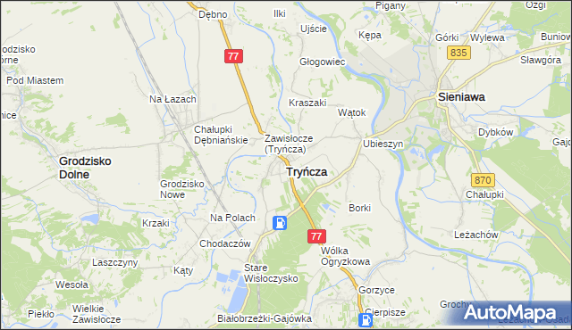 mapa Tryńcza, Tryńcza na mapie Targeo
