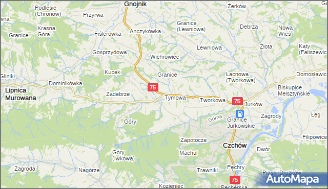 mapa Tymowa gmina Czchów, Tymowa gmina Czchów na mapie Targeo