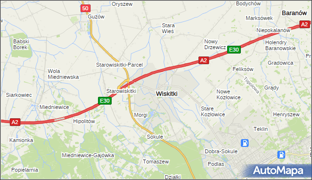mapa Wiskitki, Wiskitki na mapie Targeo
