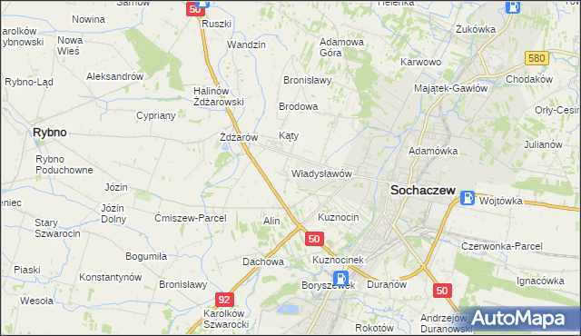 mapa Władysławów gmina Sochaczew, Władysławów gmina Sochaczew na mapie Targeo