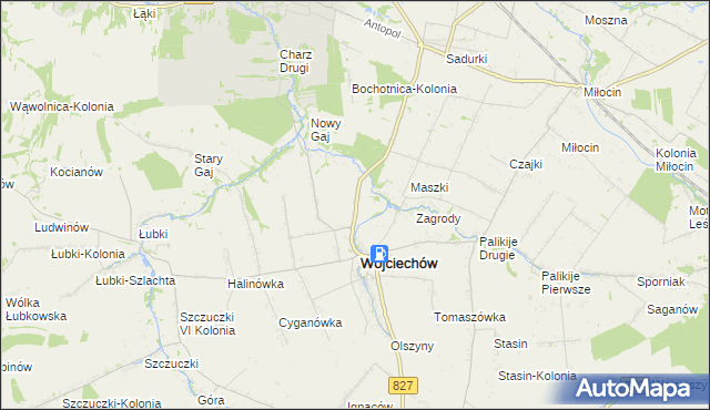mapa Wojciechów-Kolonia Piąta, Wojciechów-Kolonia Piąta na mapie Targeo