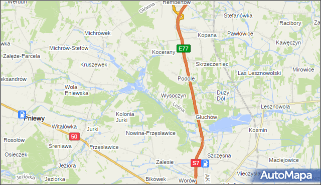 mapa Wysoczyn gmina Grójec, Wysoczyn gmina Grójec na mapie Targeo
