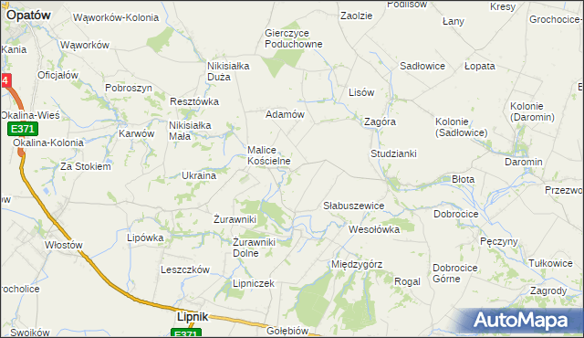 mapa Męczennice, Męczennice na mapie Targeo