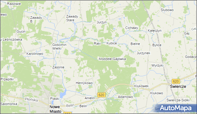 mapa Modzele-Gajówka, Modzele-Gajówka na mapie Targeo