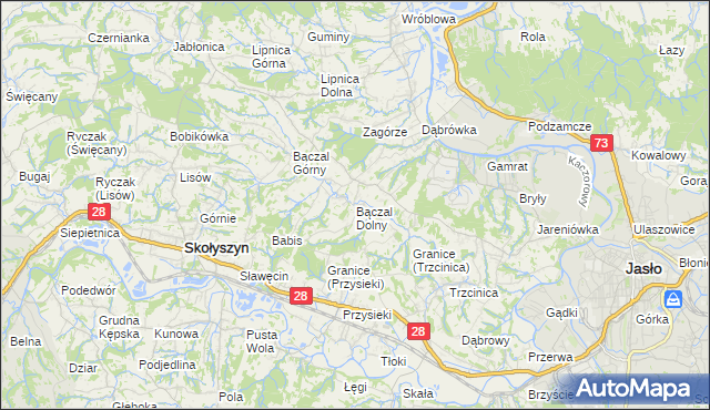 mapa Bączal Dolny, Bączal Dolny na mapie Targeo