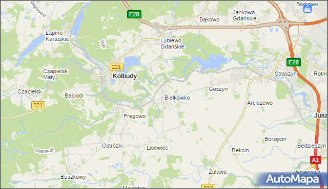 mapa Bielkówko, Bielkówko na mapie Targeo