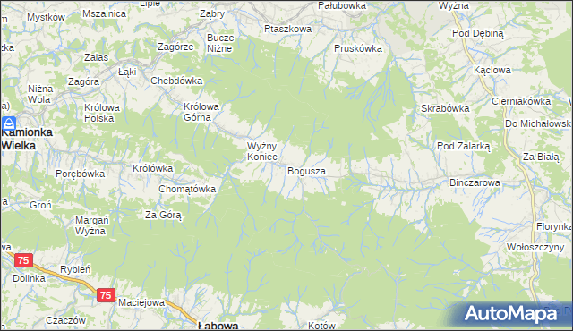 mapa Bogusza, Bogusza na mapie Targeo