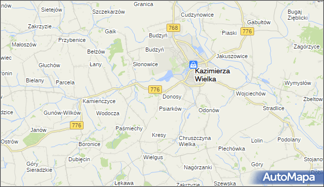 mapa Donosy, Donosy na mapie Targeo