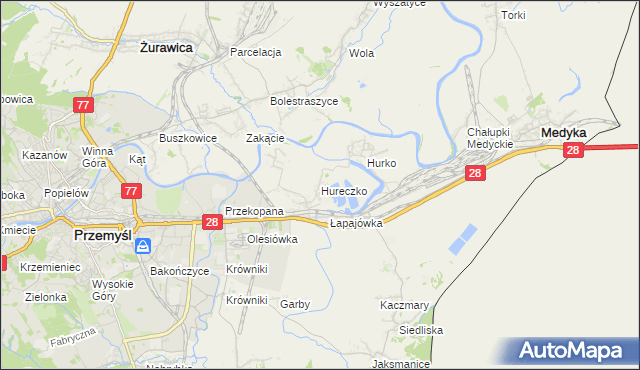mapa Hureczko, Hureczko na mapie Targeo